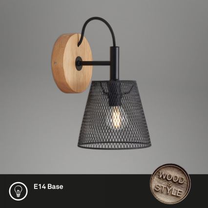 Briloner 2077-015 - Wandlamp WOOD & STYLE 1xE14/25W/230V rubberen boom