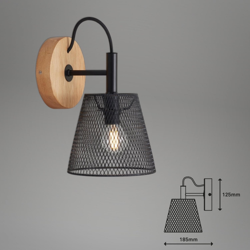 Briloner 2077-015 - Wandlamp WOOD & STYLE 1xE14/25W/230V rubberen boom