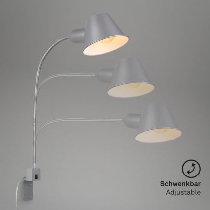 Briloner 2079-014 - Muur flexible lamp 1xE27/10W/230V zilver