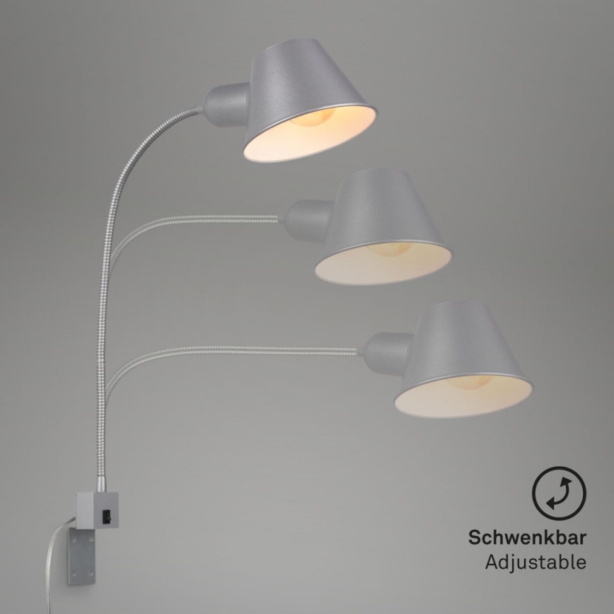 Briloner 2079-014 - Muur flexible lamp 1xE27/10W/230V zilver