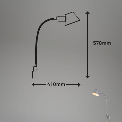 Briloner 2079-014 - Muur flexible lamp 1xE27/10W/230V zilver