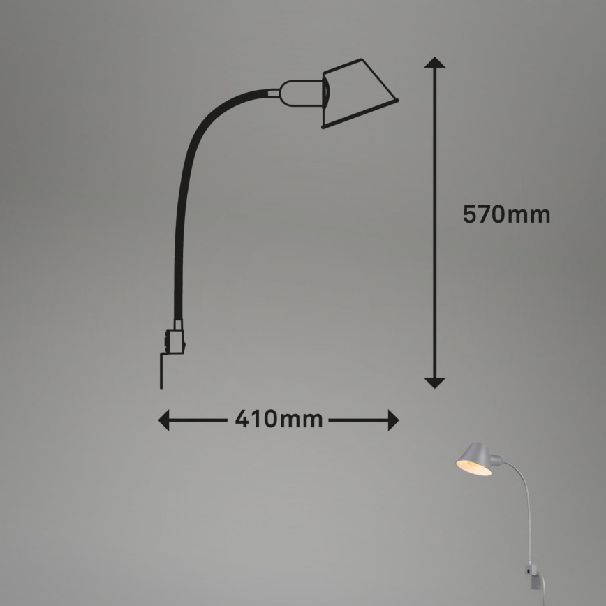 Briloner 2079-014 - Muur flexible lamp 1xE27/10W/230V zilver