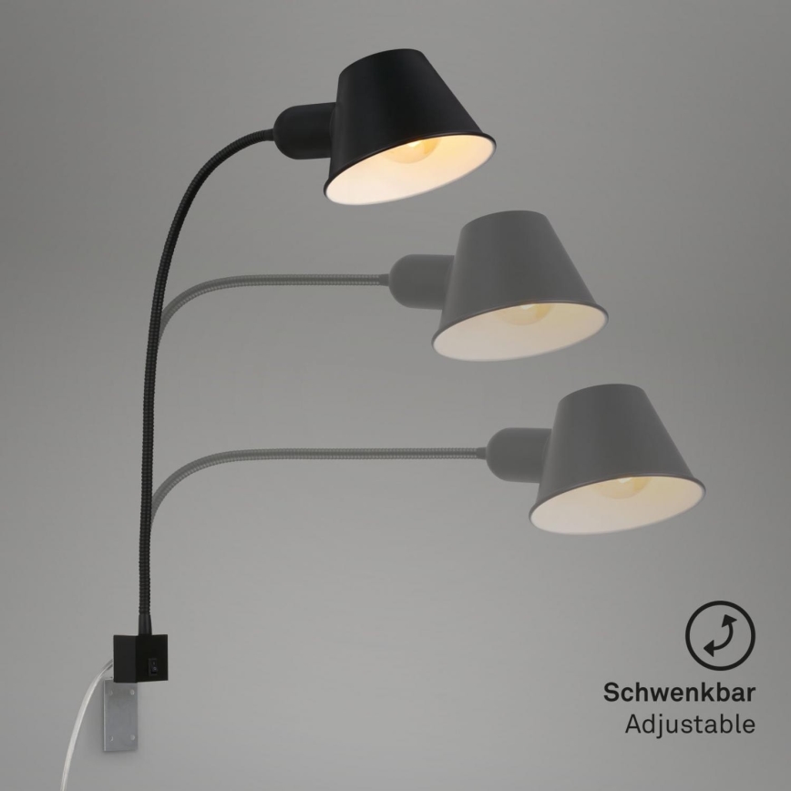 Briloner 2079-015 - Muur flexible lamp 1xE27/10W/230V zwart