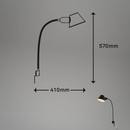 Briloner 2079-015 - Muur flexible lamp 1xE27/10W/230V zwart