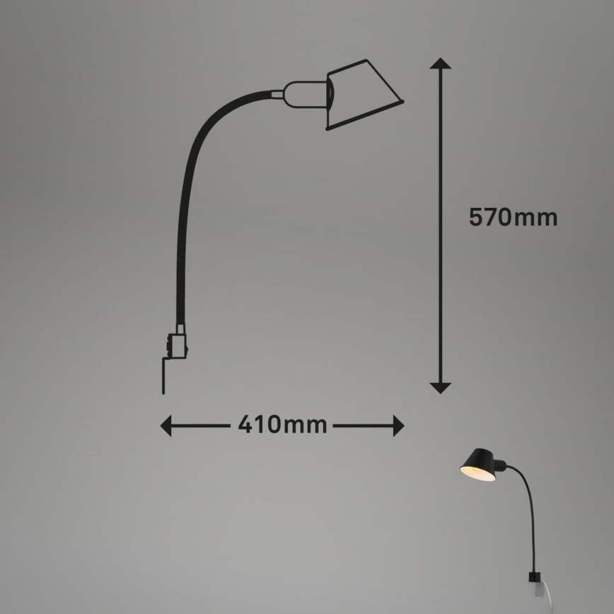 Briloner 2079-015 - Muur flexible lamp 1xE27/10W/230V zwart