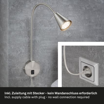 Briloner 2082-012 - LED Wandlamp COMFORT LIGHT 1xGU10/5W/230V mat chroom