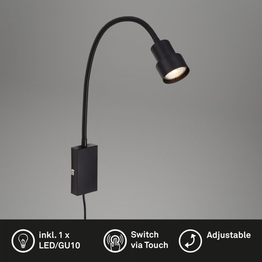 Briloner 2085-015 - LED Touch wall lamp TUSI 1xGU10/5W/230V zwart