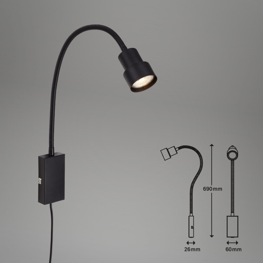 Briloner 2085-015 - LED Touch wall lamp TUSI 1xGU10/5W/230V zwart