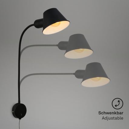 Briloner 2089-015 - Flexibele wandlamp BRELLO 1xE27/10W/230V zwart