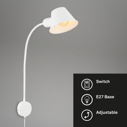 Briloner 2089-016 - Flexibele muurlamp BRELLO 1xE27/10W/230V wit