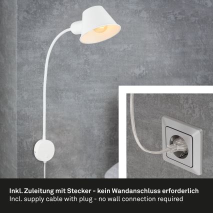 Briloner 2089-016 - Flexibele muurlamp BRELLO 1xE27/10W/230V wit