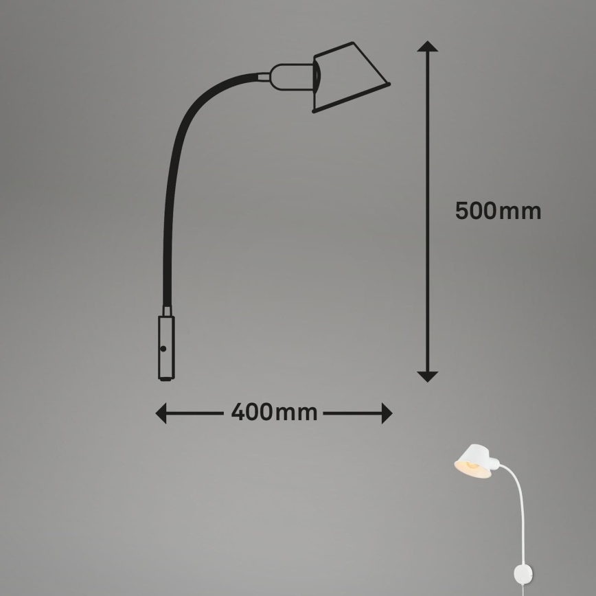 Briloner 2089-016 - Flexibele muurlamp BRELLO 1xE27/10W/230V wit
