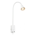 Briloner 2175-016 - Flexibele wandlamp met USB-poort 1xGU10/10W/230V wit