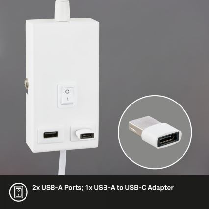 Briloner 2175-016 - Flexibele wandlamp met USB-poort 1xGU10/10W/230V wit