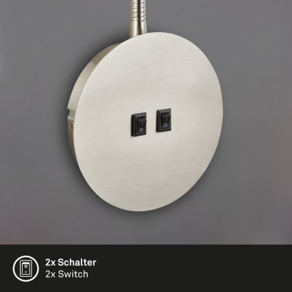 Briloner 2178012 - LED Flexibele wandlamp 1xE14/10W/230V + LED/3W mat chroom