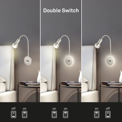 Briloner 2178012 - LED Flexibele wandlamp 1xE14/10W/230V + LED/3W mat chroom