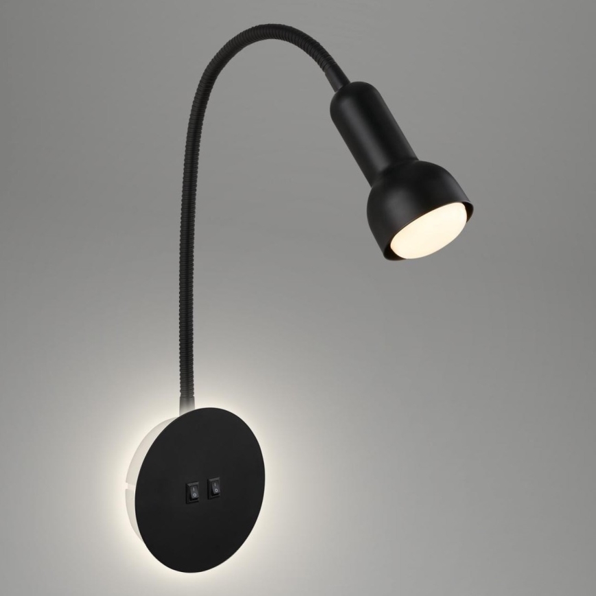 Briloner 2178015 - LED Muur flexible lamp 1xE14/10W/230V + LED/3W zwart