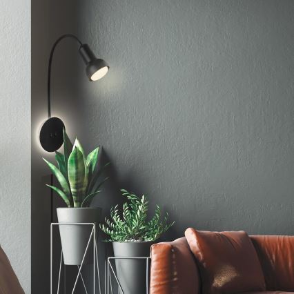 Briloner 2178015 - LED Muur flexible lamp 1xE14/10W/230V + LED/3W zwart