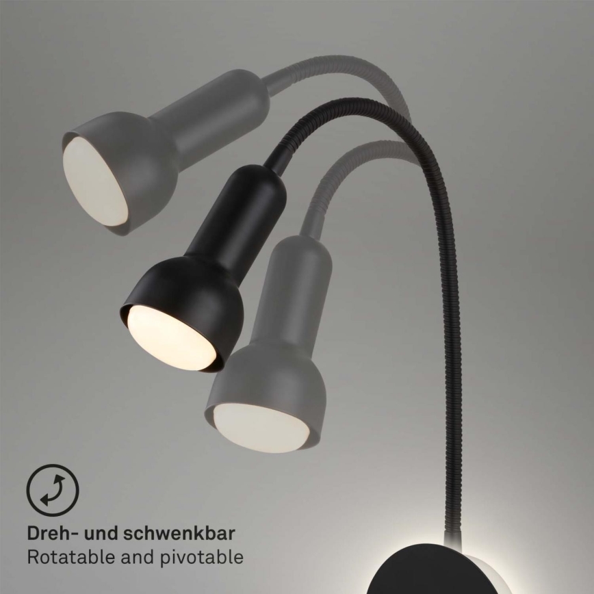Briloner 2178015 - LED Muur flexible lamp 1xE14/10W/230V + LED/3W zwart