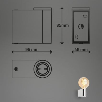 Briloner 2182-018 - Wandlamp voor de badkamer DONGA 1xE27/10W/230V IP44 glanzend chroom