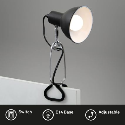 Briloner 2790-015 - Lamp met klem FIX 1xE14/8W/230V zwart/glanzend chroom