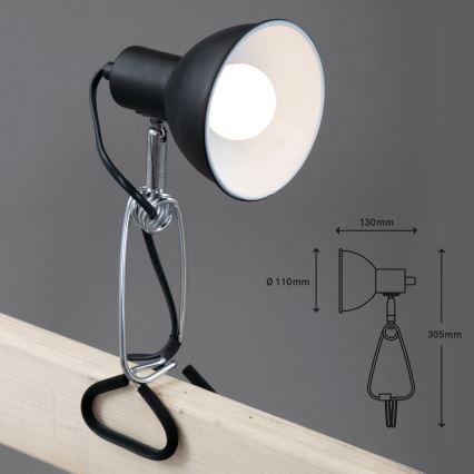 Briloner 2790-015 - Lamp met klem FIX 1xE14/8W/230V zwart/glanzend chroom