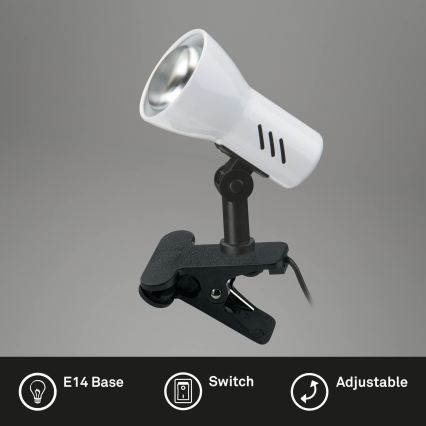 Briloner 2794/016P - klemlamp 1xE14/40W/230V zwart/wit