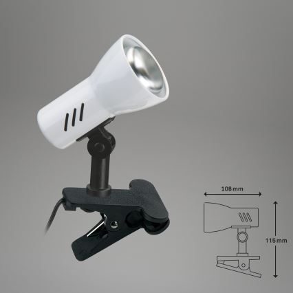 Briloner 2794/016P - klemlamp 1xE14/40W/230V zwart/wit