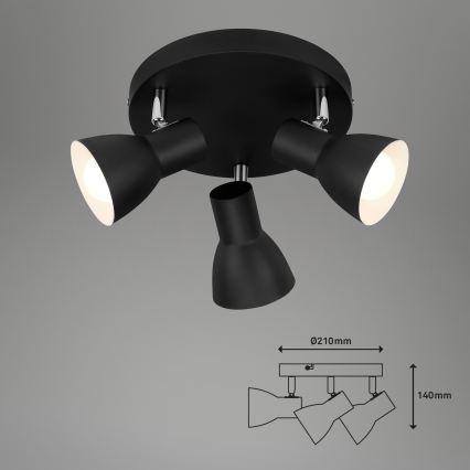 Briloner 2860-035 - Plafondspot CUP 3xE14/25W/230V zwart