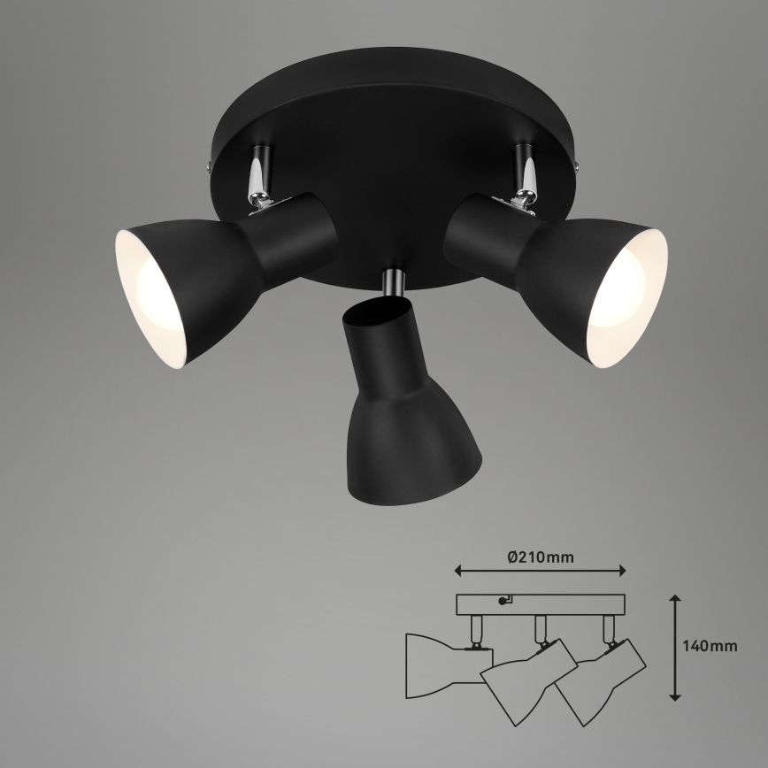 Briloner 2860-035 - Plafondspot CUP 3xE14/25W/230V zwart