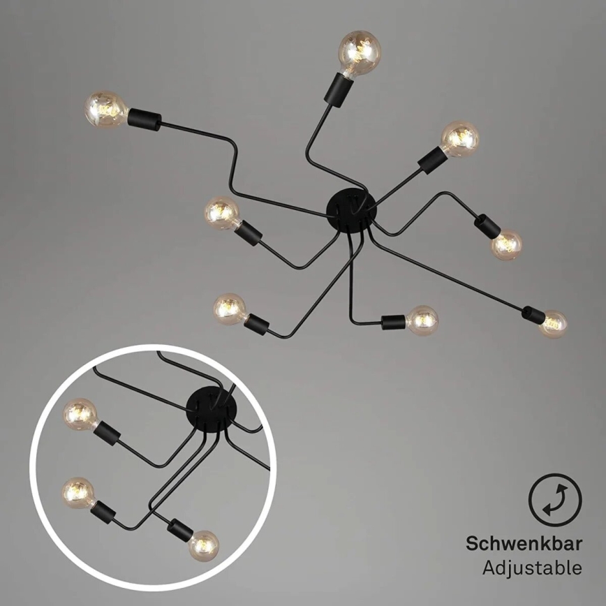 Briloner 2888-085 - Bevestigde hanglamp FARETTO 8xE27/60W/230V zwart