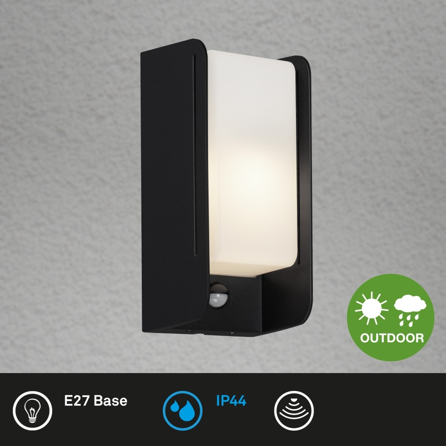 Briloner 3017-015 - Wandlamp voor Buiten met Sensor 1xE27/12W/230V IP44