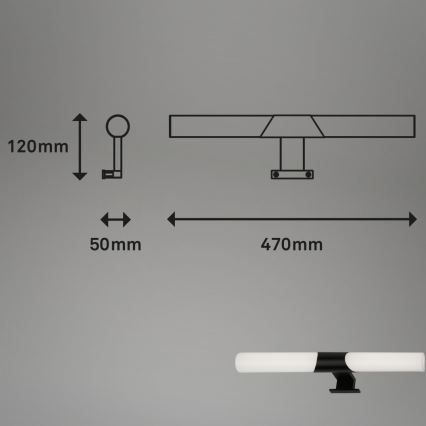 Briloner 3113-115 - LED Badkamer spiegelverlichting LED/12W/230V IP44 47 cm zwart