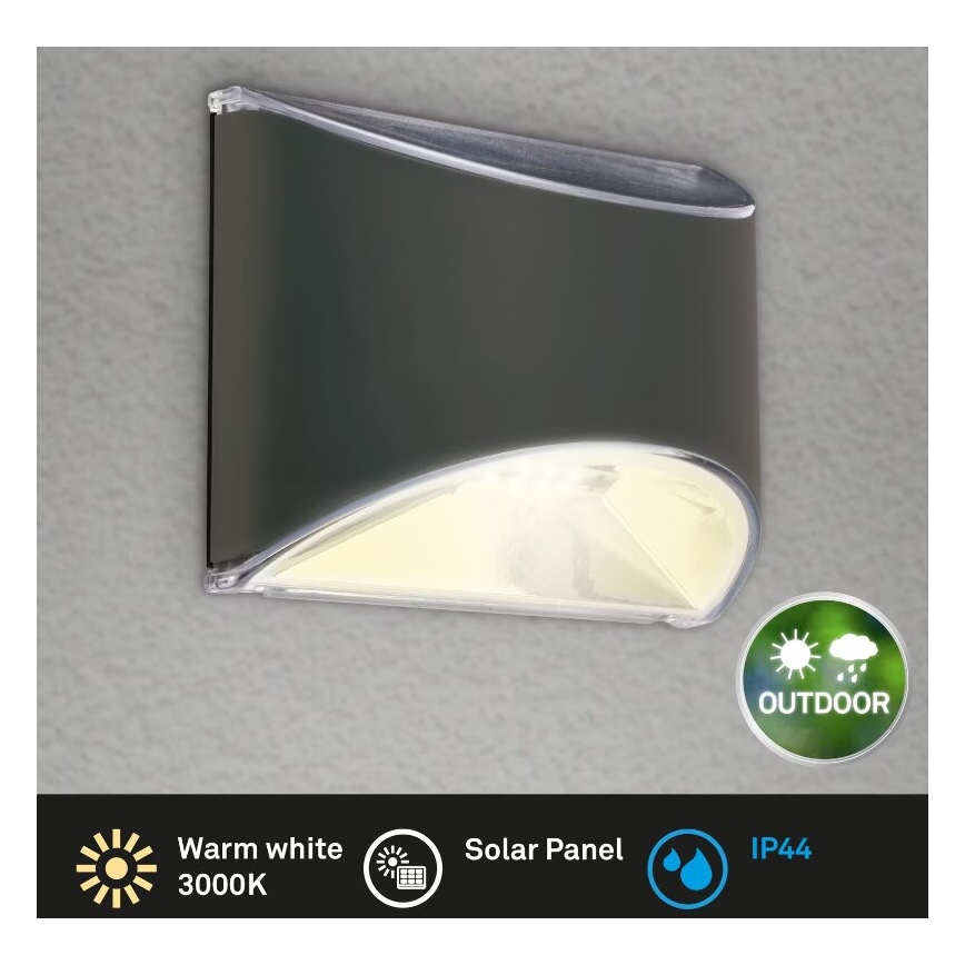 Briloner 3133015 - LED Solar wandlamp LED/2W/3,7V IP44 3000K