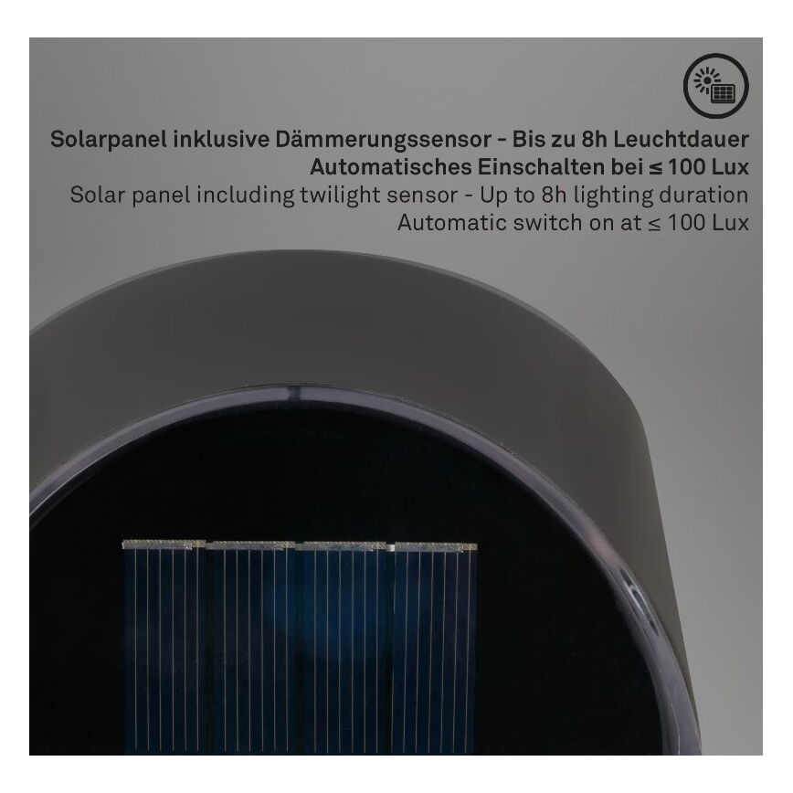 Briloner 3133015 - LED Solar wandlamp LED/2W/3,7V IP44 3000K