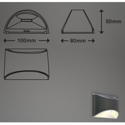 Briloner 3133015 - LED Solar wandlamp LED/2W/3,7V IP44 3000K