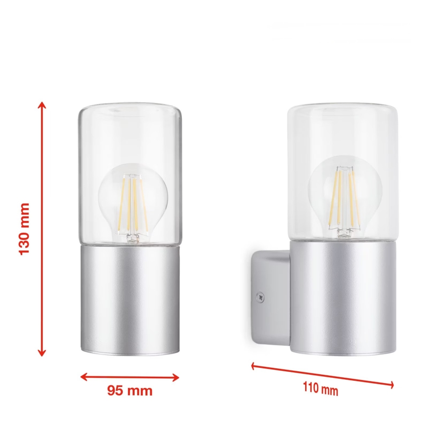 Briloner 320504TF - Wandlamp voor buiten 1xE27/12W/230V IP44 zilver