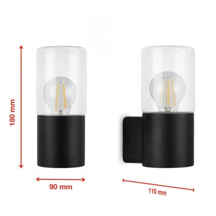 Briloner 320505TF - Wandlamp voor buiten 1xE27/12W/230V IP44 zwart