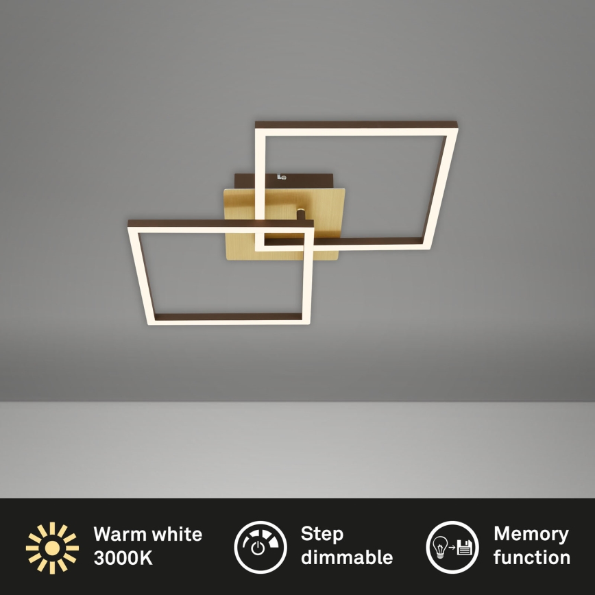 Briloner 3210-017 - LED dimbare plafondlamp FRAME 2xLED/11W/230V goudkleurig