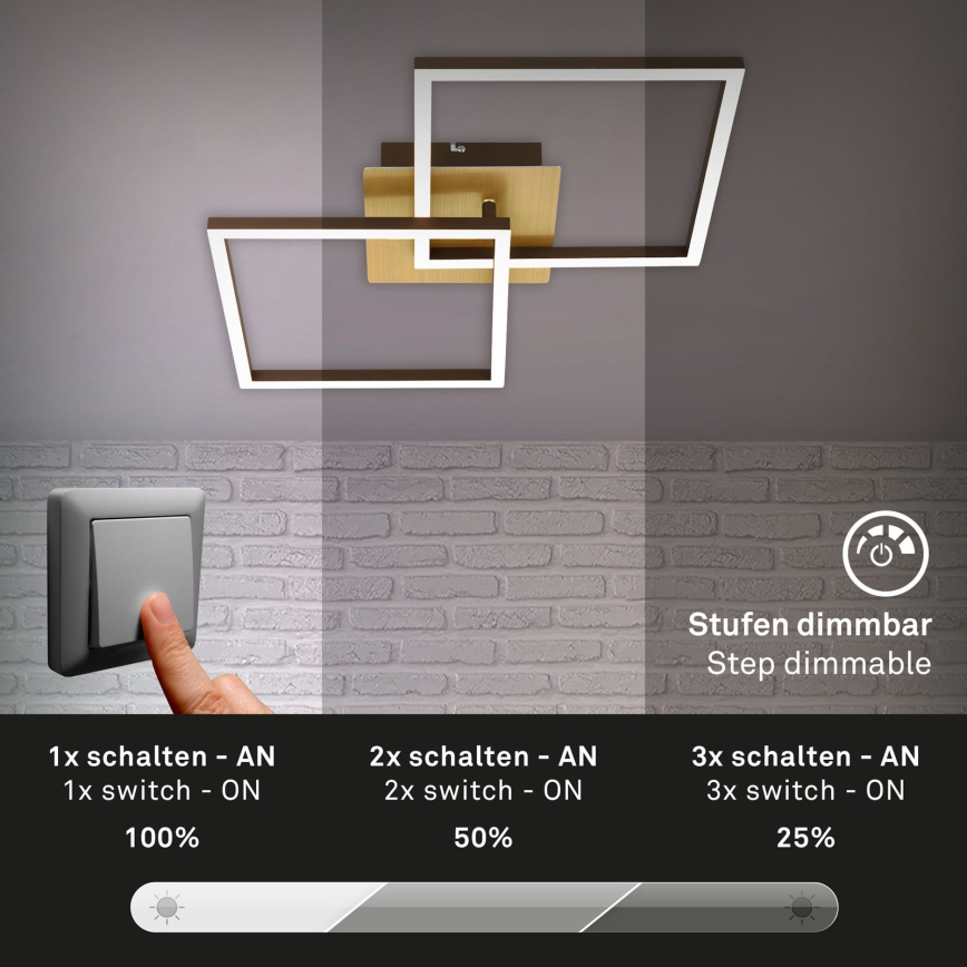 Briloner 3210-017 - LED dimbare plafondlamp FRAME 2xLED/11W/230V goudkleurig