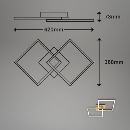 Briloner 3210-017 - LED dimbare plafondlamp FRAME 2xLED/11W/230V goudkleurig
