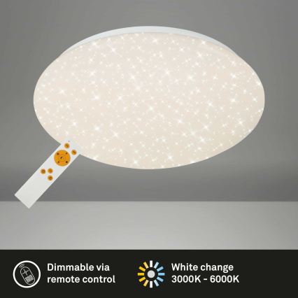 Briloner 3373-016 - LED dimbare plafondlamp STARRY LED/15W/230V 3000-6500K Ø 28 cm wit + afstandsbediening