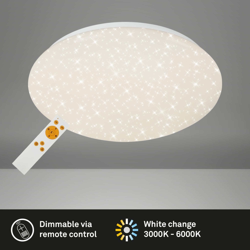 Briloner 3373-016 - LED dimbare plafondlamp STARRY LED/15W/230V 3000-6500K Ø 28 cm wit + afstandsbediening