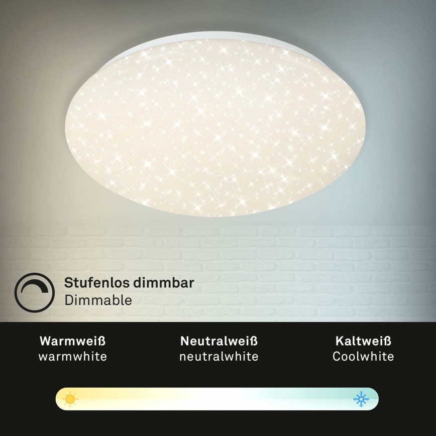Briloner 3373-016 - LED dimbare plafondlamp STARRY LED/15W/230V 3000-6500K Ø 28 cm wit + afstandsbediening
