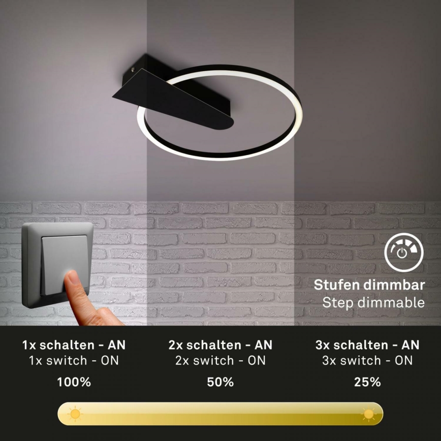 Briloner 3542-015 - Dimbare LED plafondlamp NICO LED/12W/230V zwart