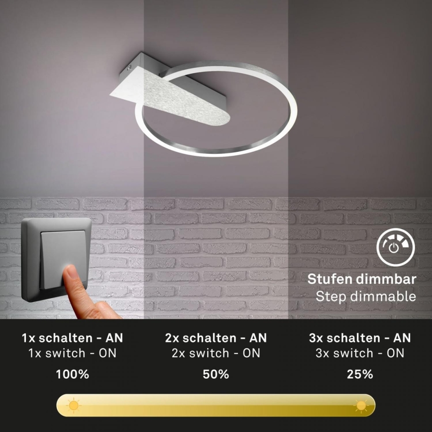 Briloner 3542-018 - Dimbare LED Plafondlamp NICO LED/12W/230V mat chroom