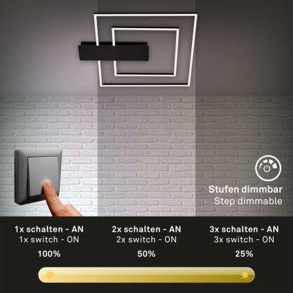 Briloner 3545-015 - Dimbare LED plafondlamp NICO LED/25W/230V zwart
