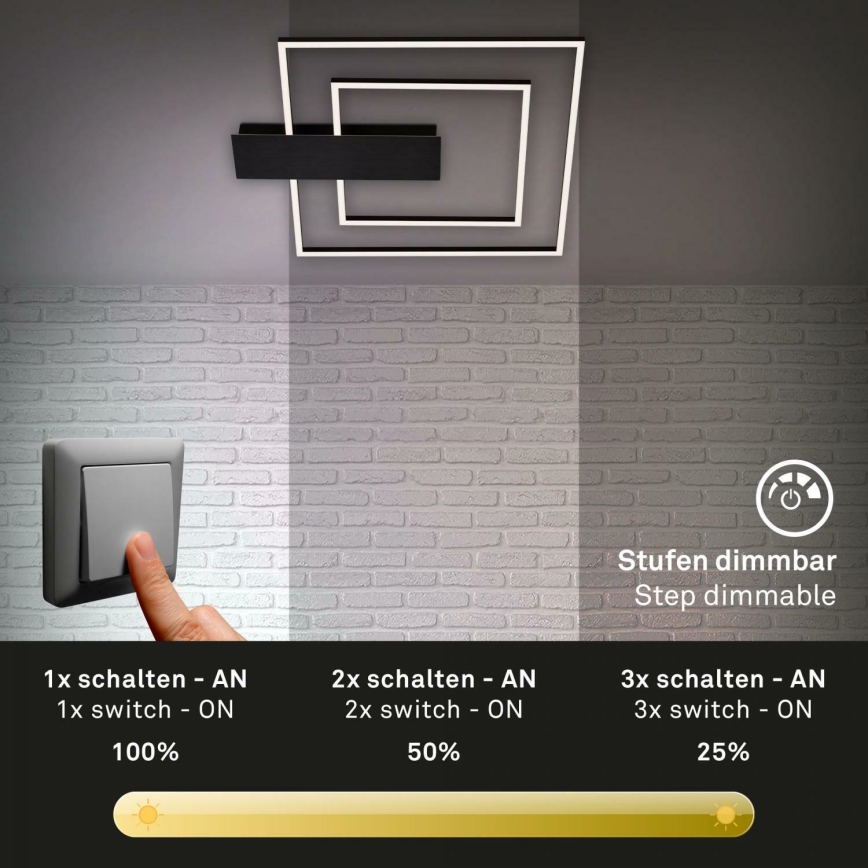 Briloner 3545-015 - Dimbare LED plafondlamp NICO LED/25W/230V zwart