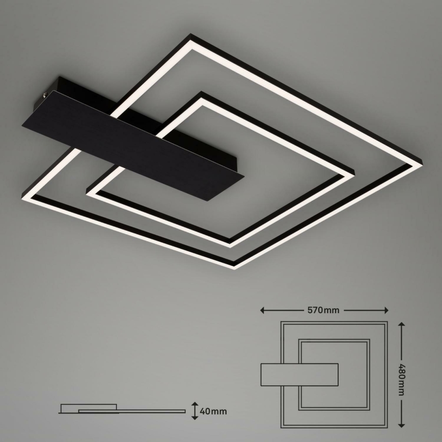Briloner 3545-015 - Dimbare LED plafondlamp NICO LED/25W/230V zwart
