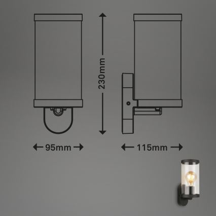 Briloner 3600-015 - Wandlamp voor buiten KAIRO 1xE27/12W/230V IP44 zwart